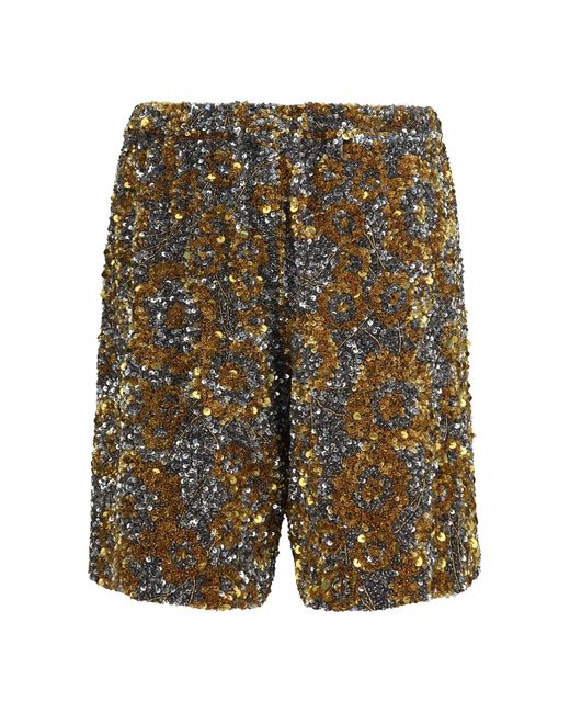Dries Van Noten Green Sequin-Embellished Shorts for men