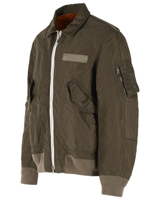 Sacai Green Nylon Jacket for men