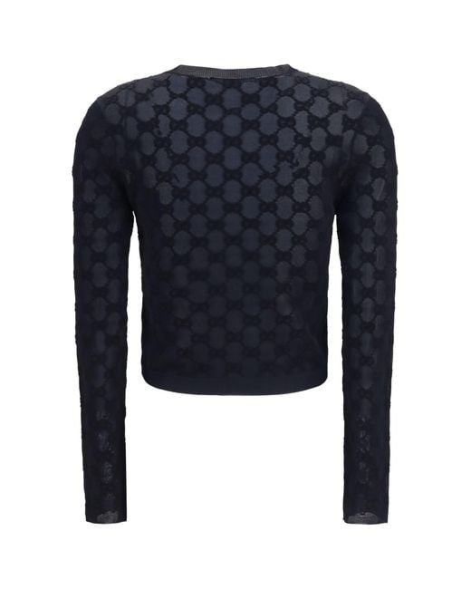 Gucci Blue Gg All-Over Viscose Crepe Cardigan