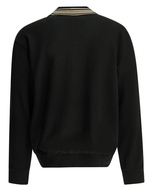 Kapital Black Polo Shirt With Buttons And Logo for men