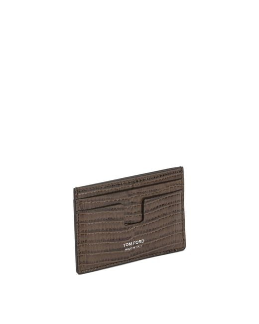 Tom Ford Brown "Tejus T Line" Card Holder for men