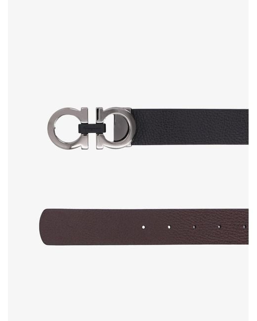 Ferragamo White Reversible Leather Belt for men