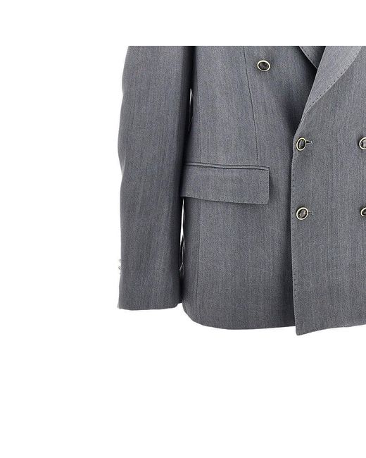 MARSĒM Gray Gabardine Double-Breasted Tailored Jacket for men