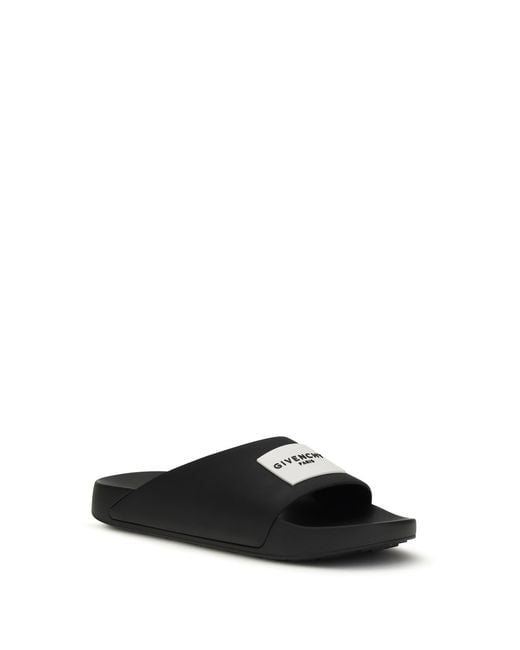 Givenchy White Rubber Logo Slippers
