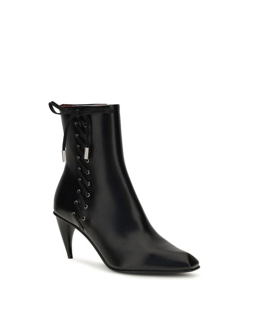 McQueen Black Curved-Heel Ankle Boots With Side Lacing