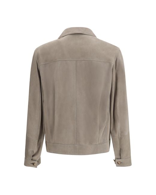 Brunello Cucinelli Gray Suede Jacket for men