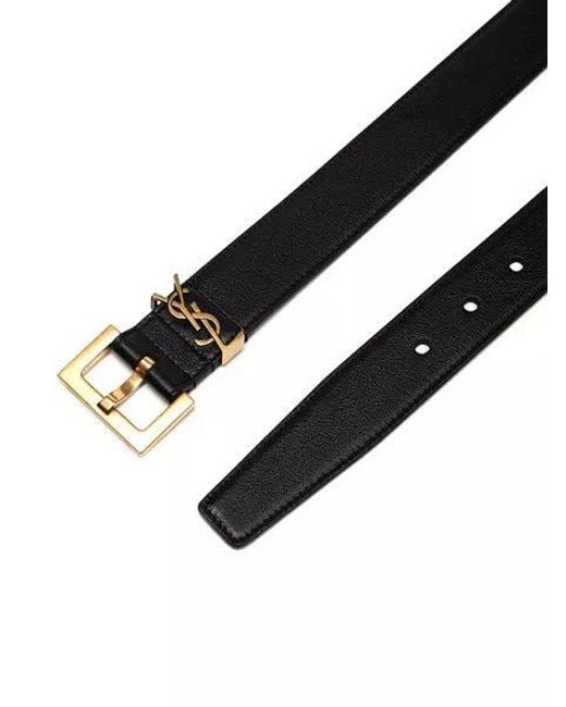 Saint Laurent White Ysl Leather Belt