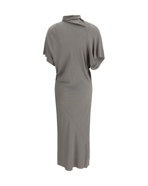 Rick Owens Gray Asymmetrical Midi Dress
