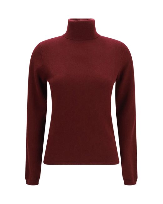 Allude Red Cashmere Turtleneck Sweater