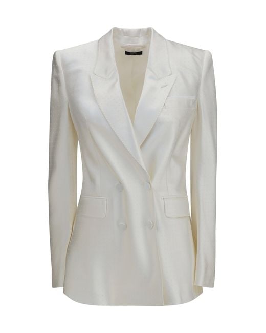 Tom Ford Gray Blazer Double-Breasted Satin