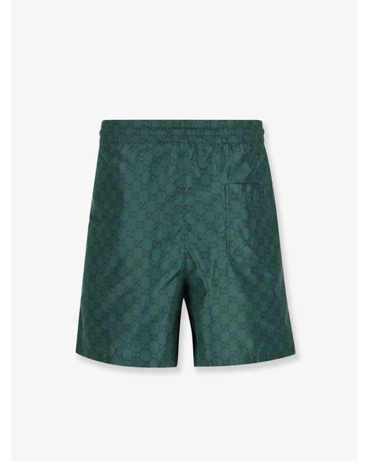 Gucci Green Gg Nylon Swim Trunks for men