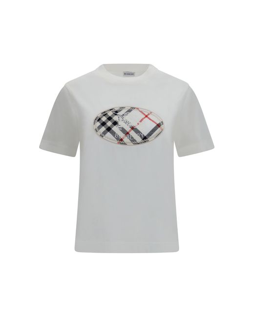 Burberry Gray Knight Stamp Check Cotton T-Shirt