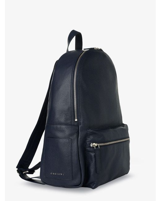Orciani Blue Leather Backpack for men