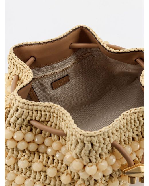 Jimmy Choo Natural Shoulder Bag Bon Bon Raffia