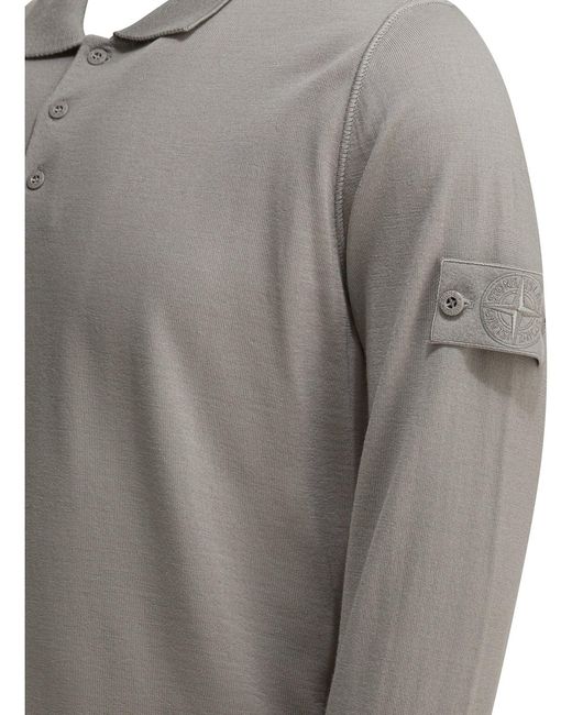 Stone Island Gray Wool Polo Sweater for men