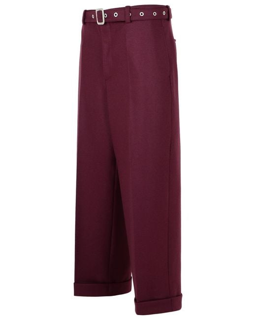 Jil Sander Purple Wine Wool Pants for men