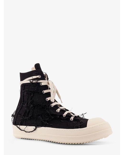 Rick Owens Black Destroyed Effect Denim Sneakers for men