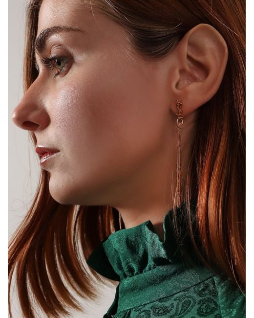 Saint Laurent White Cassandre Metal Earrings