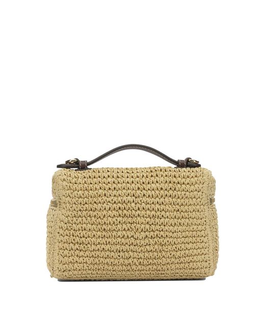 Tory Burch Metallic Paper Straw Polyurethane Polyamide Handbag