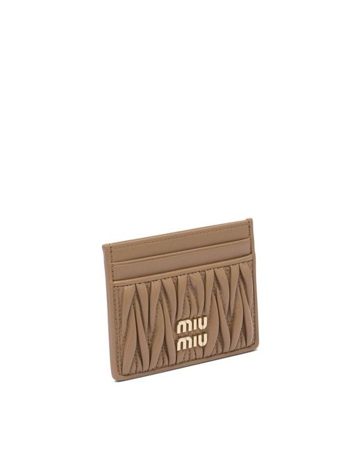 Miu Miu Brown Matelassé Nappa Leather Card Holders