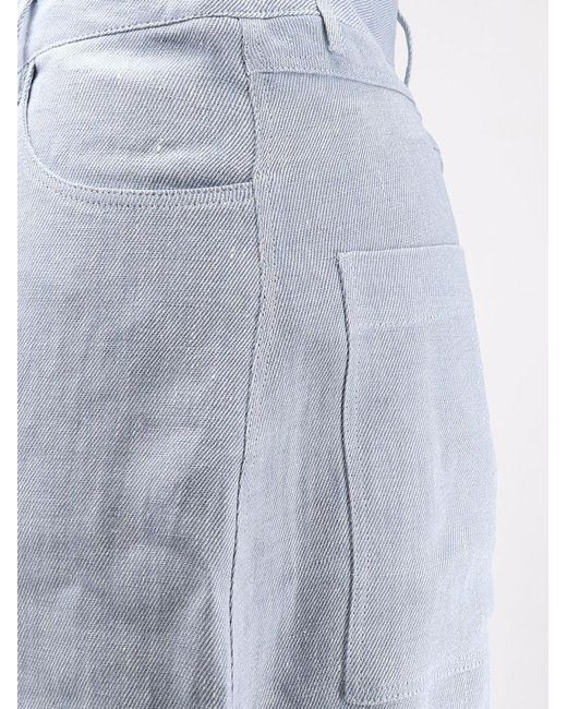 Alysi Blue Délavé Linen Bermuda Shorts