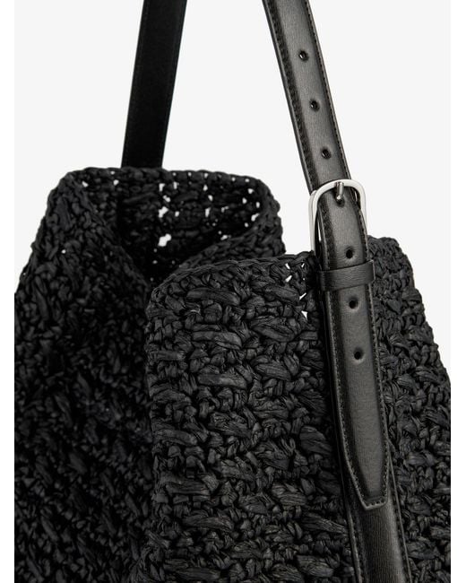 Totême Black Raffia Shoulder Bag