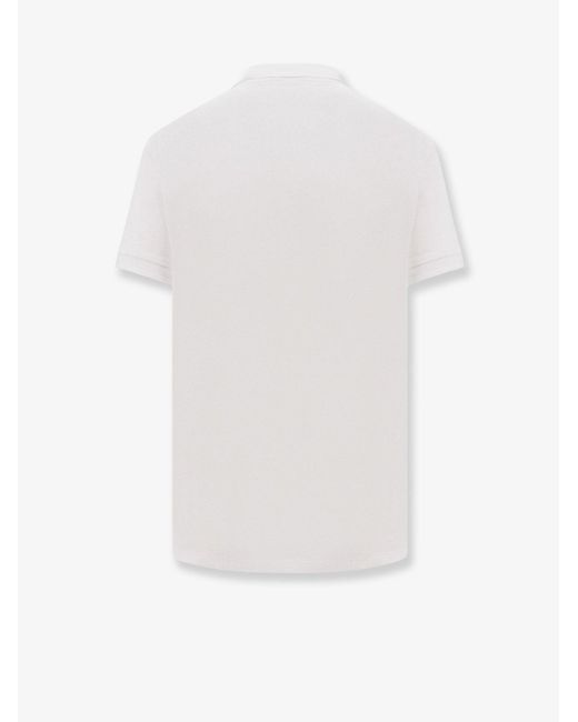 AMI White Cotton Polo Shirt With Iconic Embroidery for men