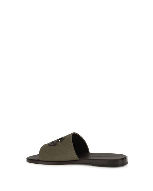 Dolce & Gabbana Brown Dolce & Gabbana Canvas Slide Sandals Militare/Moro for men