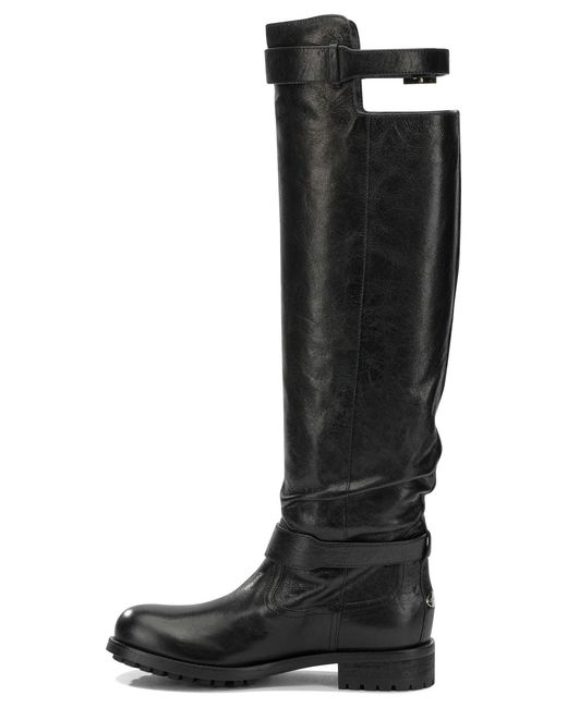 Jimmy Choo Black Biker Knee-High Boots