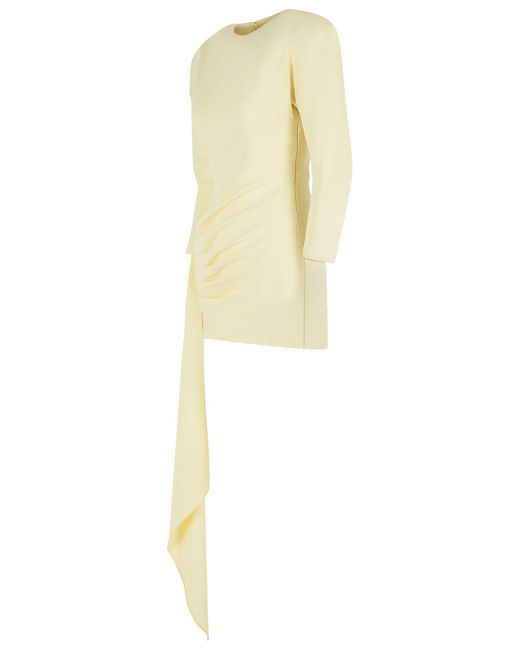 ANDAMANE Yellow 'Amanda' Cream Polyester Mini Dress