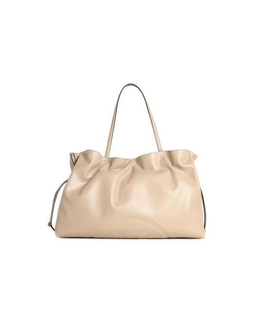 Tory Burch Natural Large 'Shopping Ella Natuura' Bag With Light Stone Leather