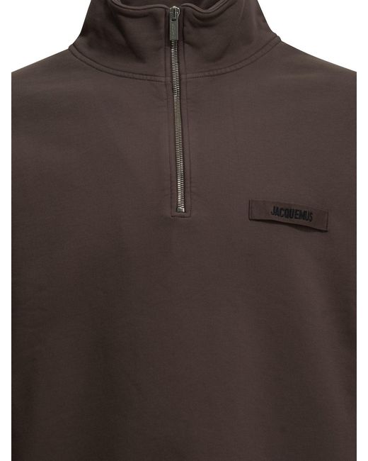 Jacquemus Gray Le Camionneur Gros Grain Half Zip Sweatshirt for men