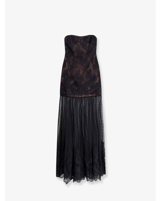 retroféte Black Maxi Dress With Sweetheart Neckline And Lace Bustier