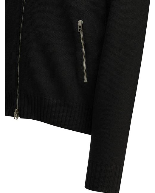 Tom Ford Black Wool Sweater With Zipper for men