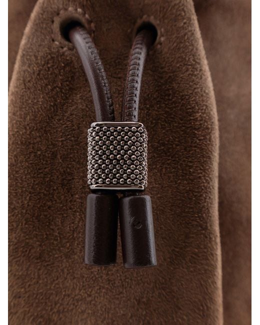 Brunello Cucinelli Brown Bucket Mellow Suede Handbag
