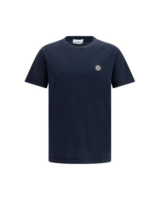 Stone Island Blue Logo Patch T-Shirt for men