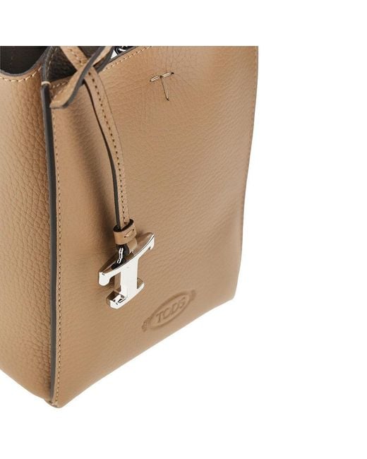 Tod's Brown Grained Leather Micro Tote Bag