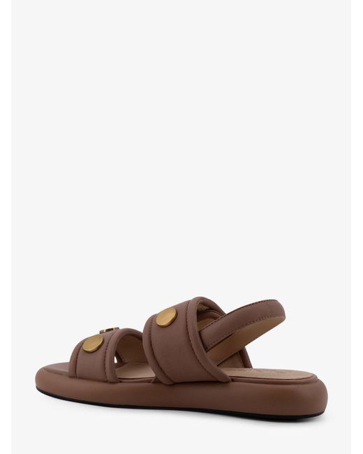 Pinko Brown Fiona Flat Leather Sandals