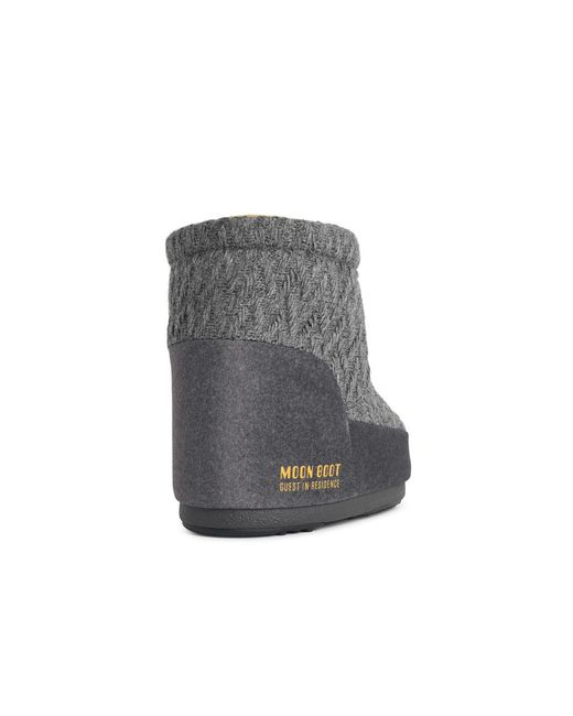 Moonboot Gray 'Icon Low Nolace Knit' Fabric Boots