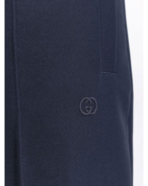 Gucci Blue Technical Panama Trousers for men