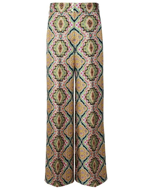 Etro Metallic Multi Silk Trousers