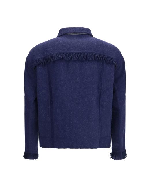 BAZISZT Blue Vedu Reversible Alpaca Wool Jacket for men