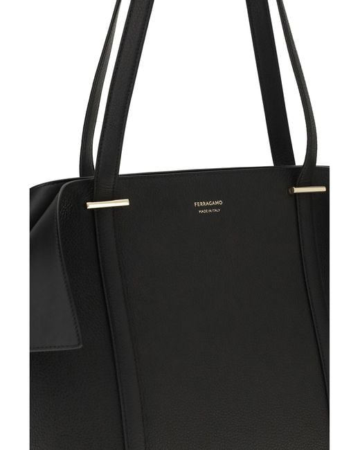 Ferragamo Black Leather Tote Bag