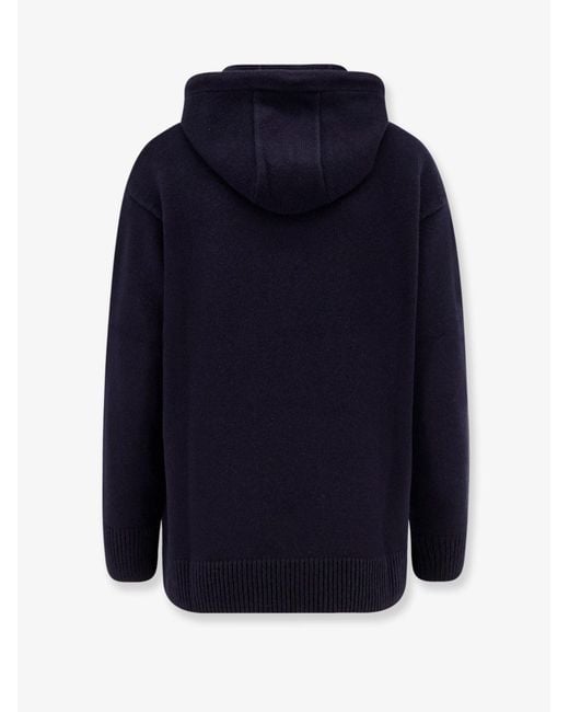 Max Mara Blue Liana Cashmere And Wool Hooded Sweater