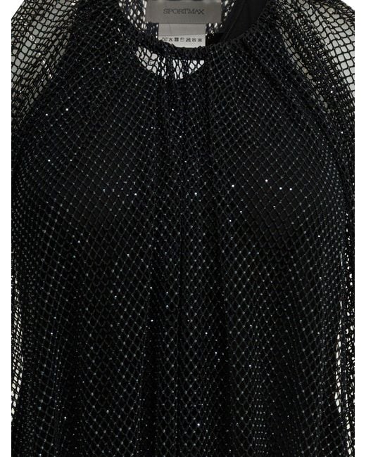 Max Mara Black Sleeveless Mesh Top Tops