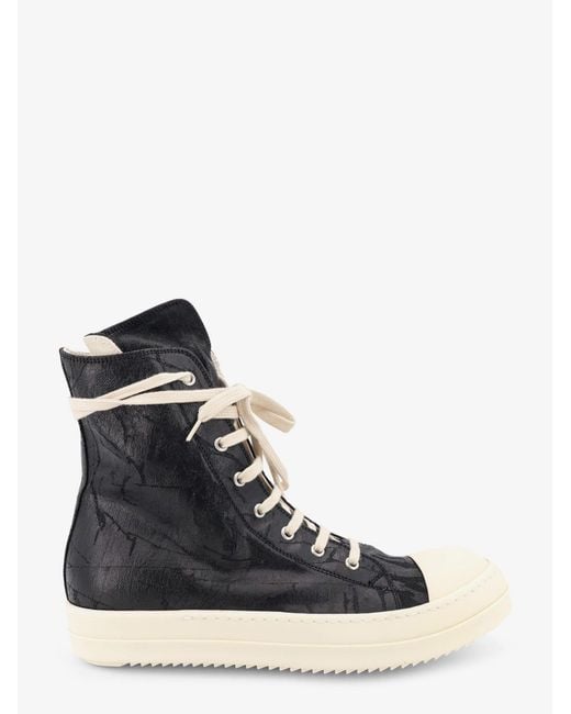 Rick Owens Blue High-Top Leather Sneakers for men