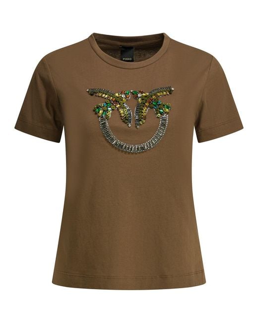 Pinko Green T-shirts Brown