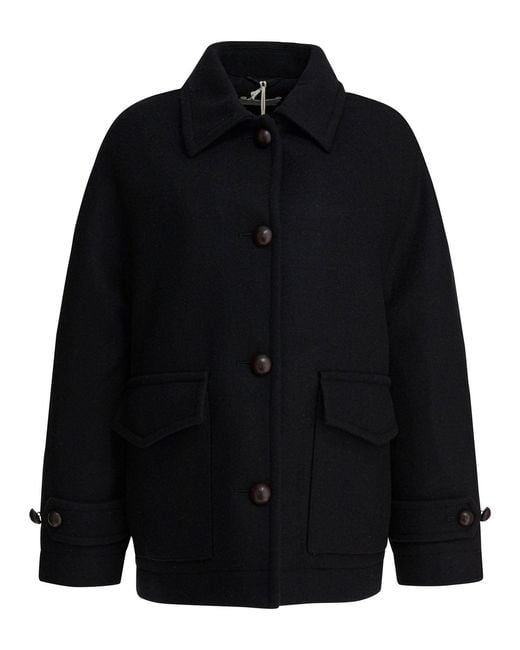 Circolo 1901 Black Wool Double-Breasted Coat