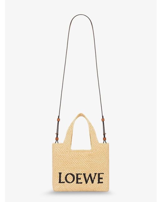Loewe Natural Paula's Ibiza -Small Font Raffia Handbag With Embroidered Logo On The Front