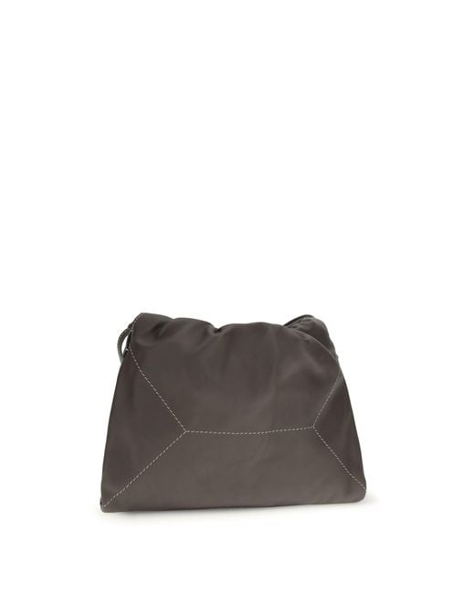 Brunello Cucinelli Gray Leather Shoulder Bag